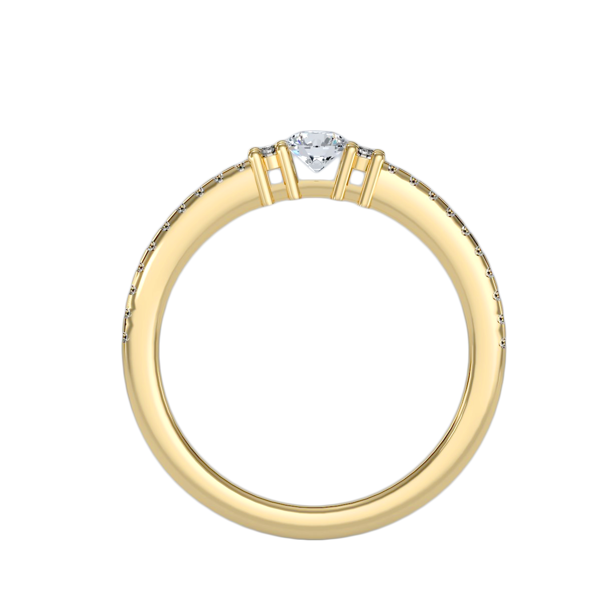 Rose Gold Diamond Solitaire Engagement Ring With Pav Band - Ten