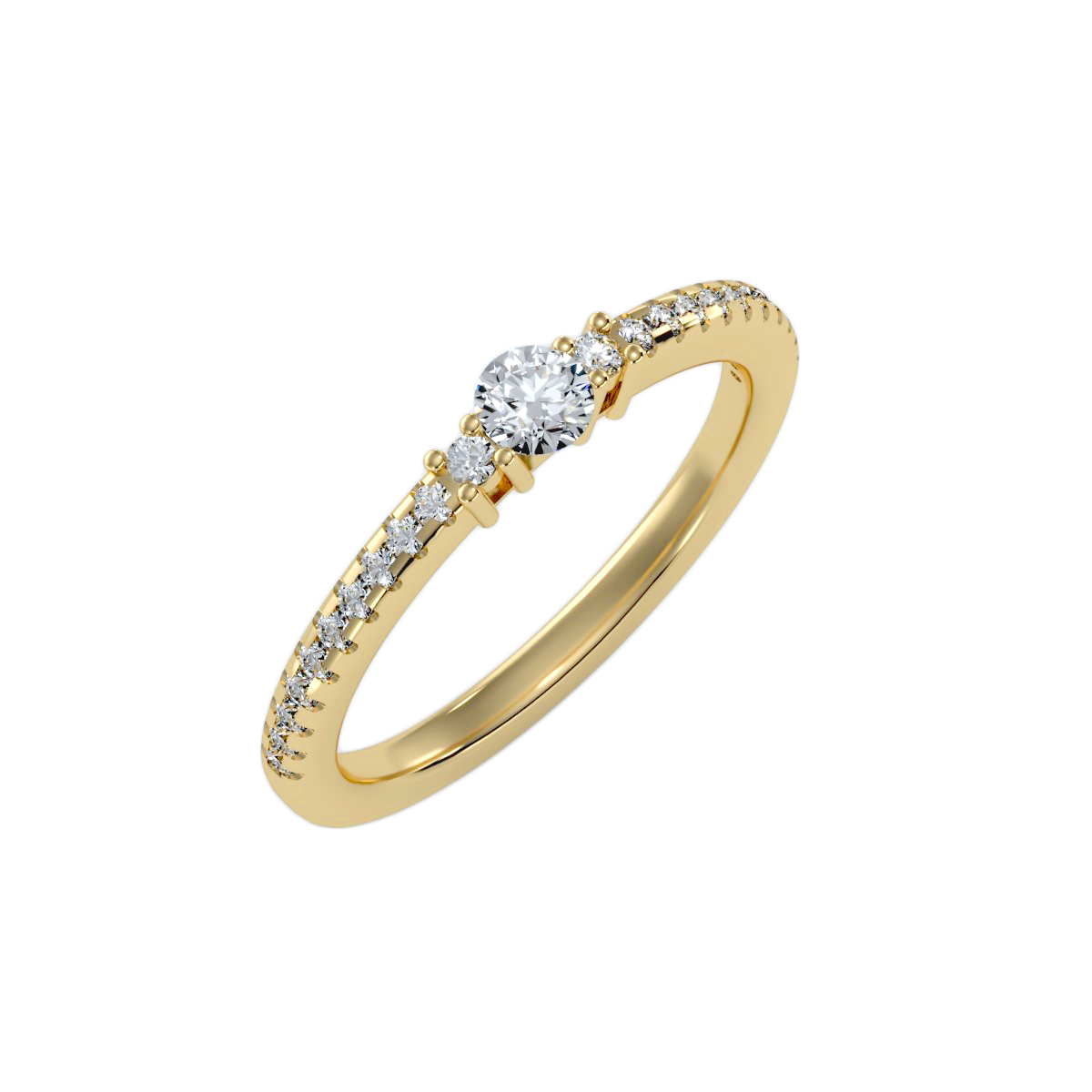 Rose Gold Diamond Solitaire Engagement Ring With Pav Band - Eleven