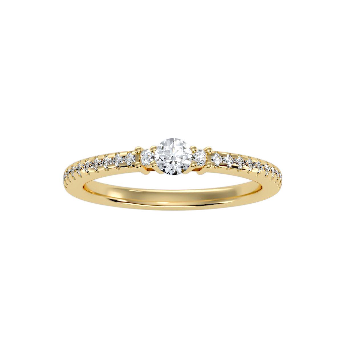 Rose Gold Diamond Solitaire Engagement Ring With Pav Band - Thirteen