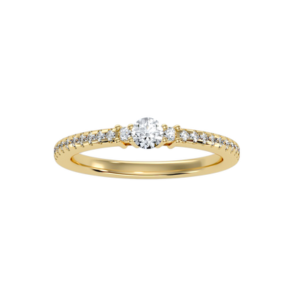 Rose Gold Diamond Solitaire Engagement Ring With Pav Band - Thirteen