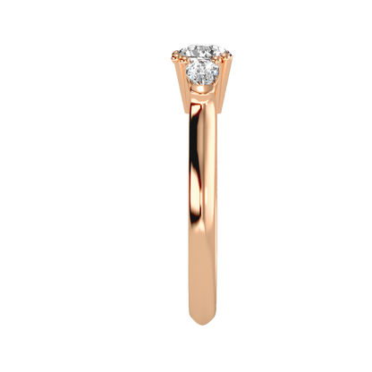 Rose Gold Three Stone Diamond Engagement Ring With Side Stones - Four