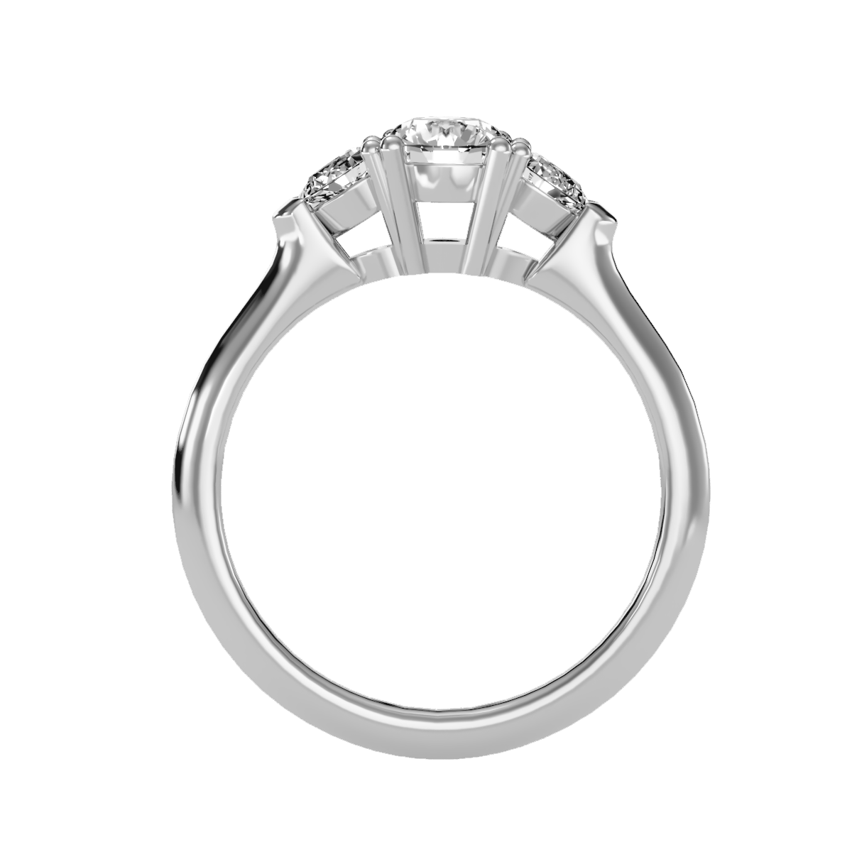 Rose Gold Three Stone Diamond Engagement Ring With Side Stones - Six