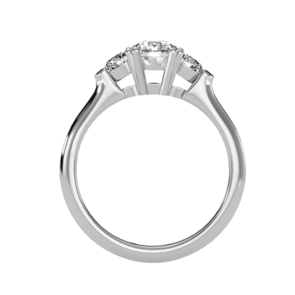 Rose Gold Three Stone Diamond Engagement Ring With Side Stones - Six