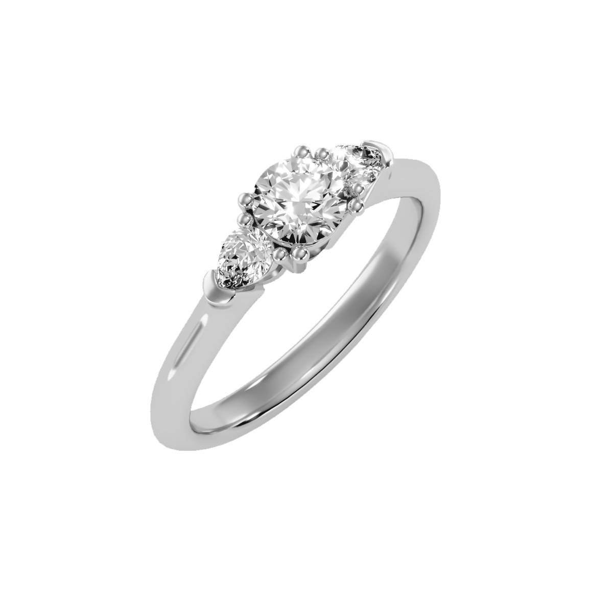 Rose Gold Three Stone Diamond Engagement Ring With Side Stones - Seven
