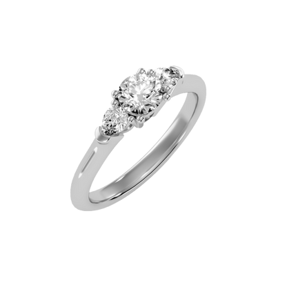 Rose Gold Three Stone Diamond Engagement Ring With Side Stones - Seven