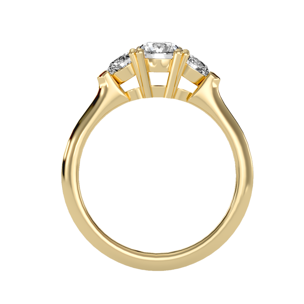 Rose Gold Three Stone Diamond Engagement Ring With Side Stones - Ten