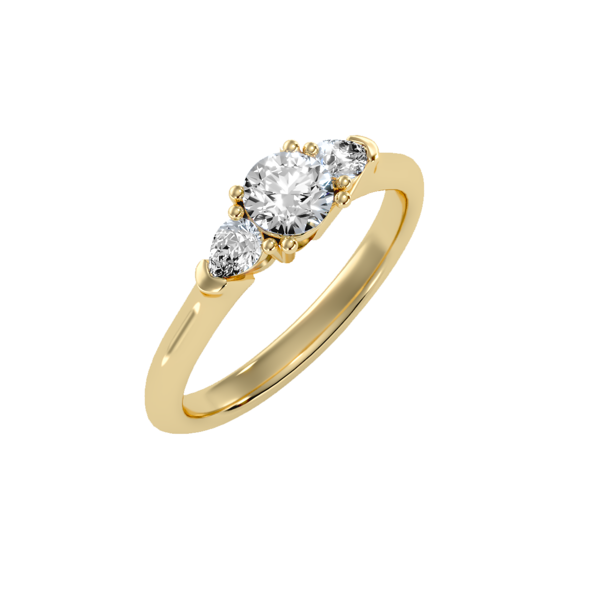 Rose Gold Three Stone Diamond Engagement Ring With Side Stones - Eleven