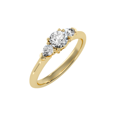 Rose Gold Three Stone Diamond Engagement Ring With Side Stones - Eleven