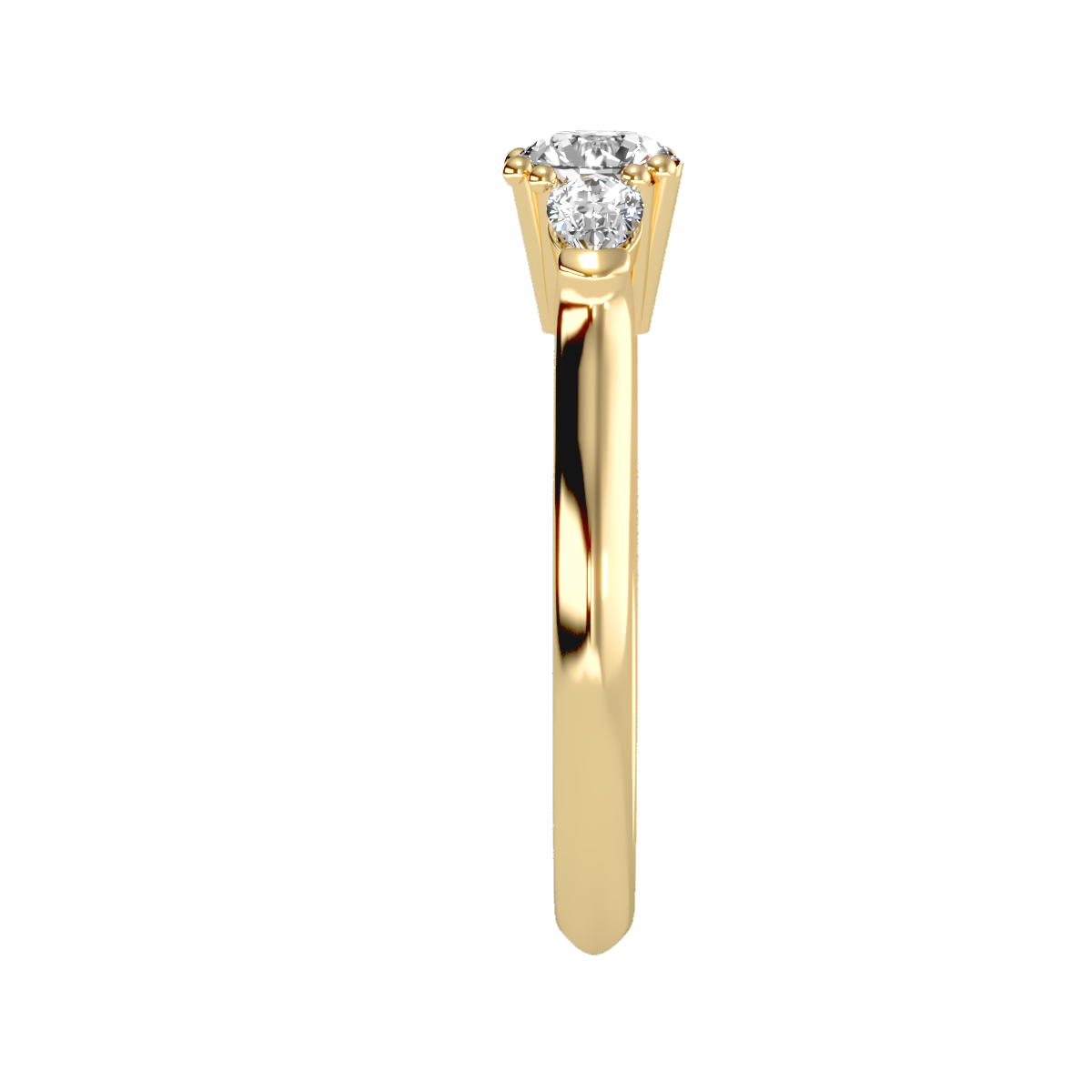 Rose Gold Three Stone Diamond Engagement Ring With Side Stones - Twelve