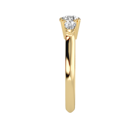 Rose Gold Three Stone Diamond Engagement Ring With Side Stones - Twelve