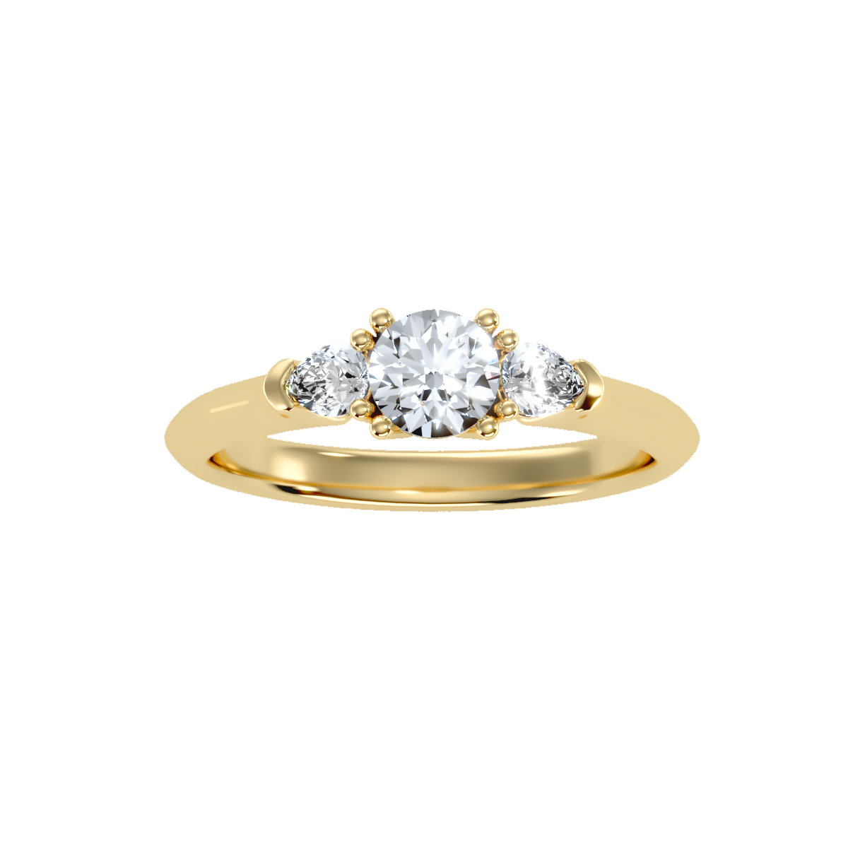 Rose Gold Three Stone Diamond Engagement Ring With Side Stones - Thirteen