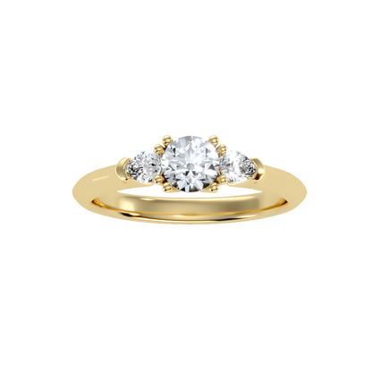Rose Gold Three Stone Diamond Engagement Ring With Side Stones - Thirteen