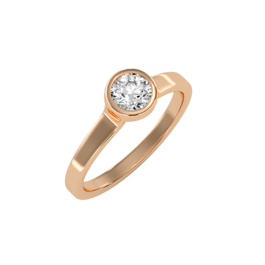 Rose Gold Solitaire Diamond Engagement Ring with Bezel Setting
