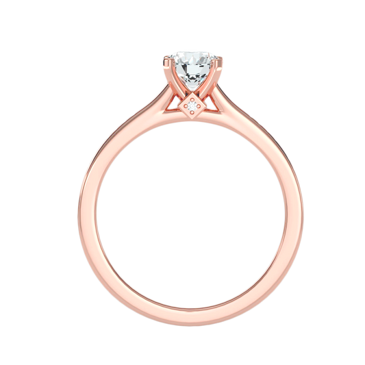 Rose Gold Solitaire Diamond Engagement Ring with Accent Stones