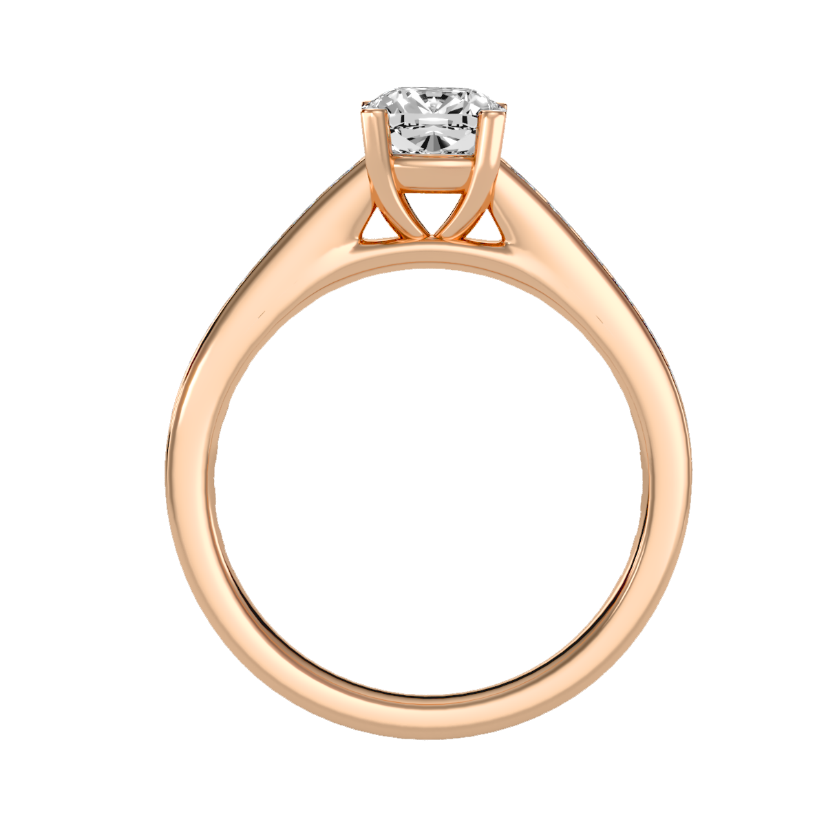 White Gold Cushion Cut Diamond Solitaire Engagement Ring With Princess Side Stone - Six