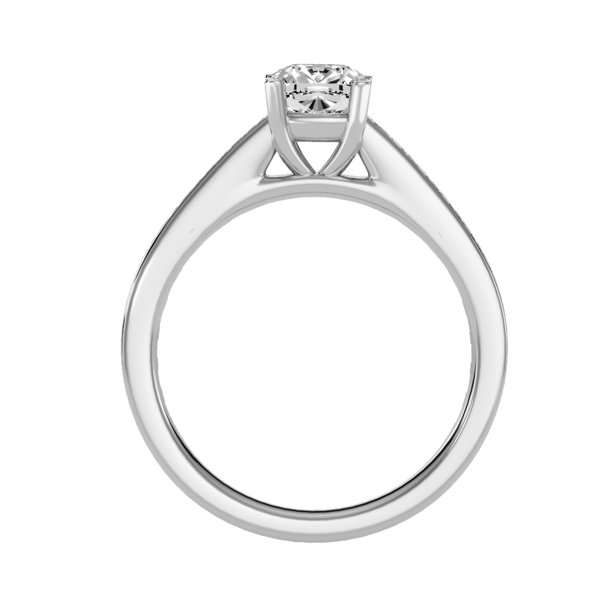 White Gold Cushion Cut Diamond Solitaire Engagement Ring With Princess Side Stone - Three