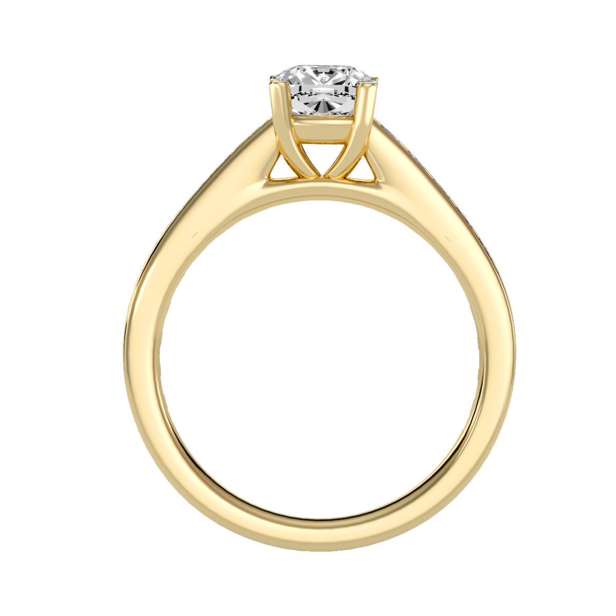 White Gold Cushion Cut Diamond Solitaire Engagement Ring With Princess Side Stone - Ten