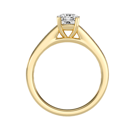 White Gold Cushion Cut Diamond Solitaire Engagement Ring With Princess Side Stone - Ten