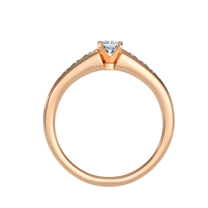 Rose Gold Solitaire Diamond Engagement Ring With Pav Band - One
