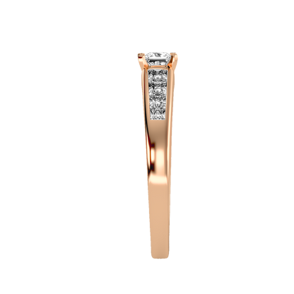 Rose Gold Solitaire Diamond Engagement Ring With Pav Band - Four