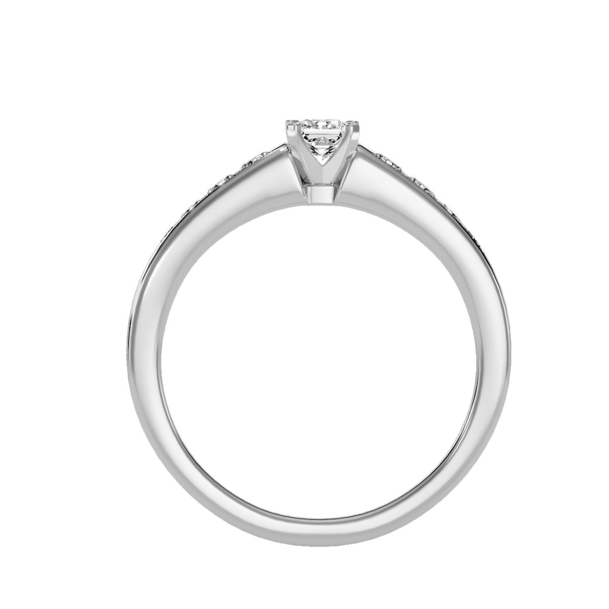 Rose Gold Solitaire Diamond Engagement Ring With Pav Band - Six