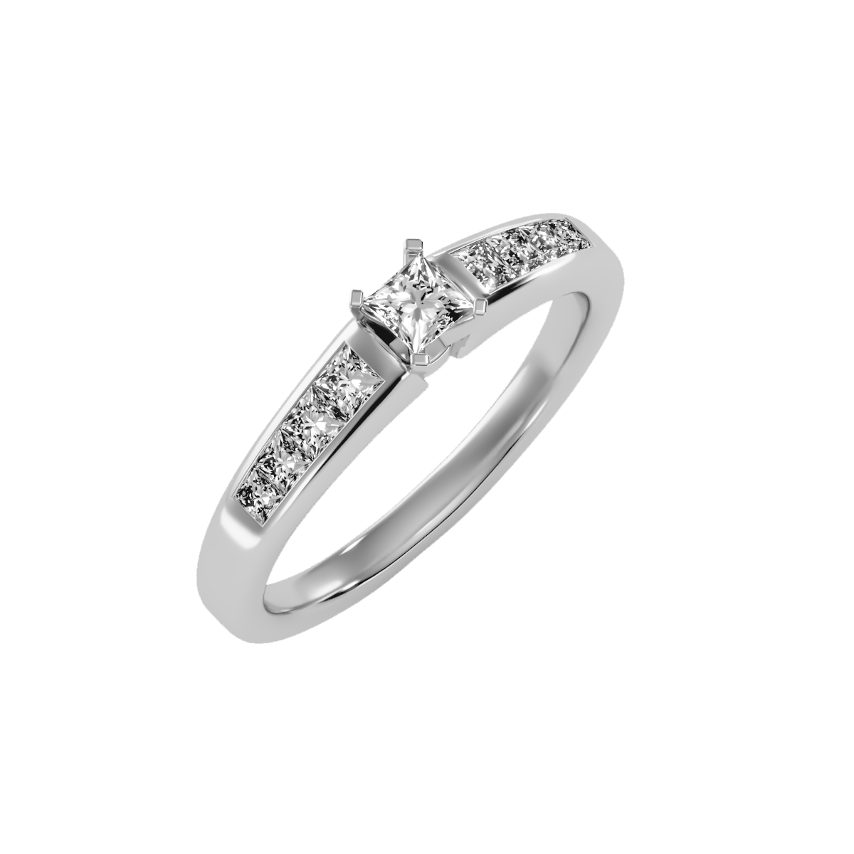 Rose Gold Solitaire Diamond Engagement Ring With Pav Band - Seven