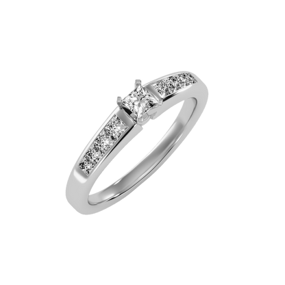 Rose Gold Solitaire Diamond Engagement Ring With Pav Band - Seven