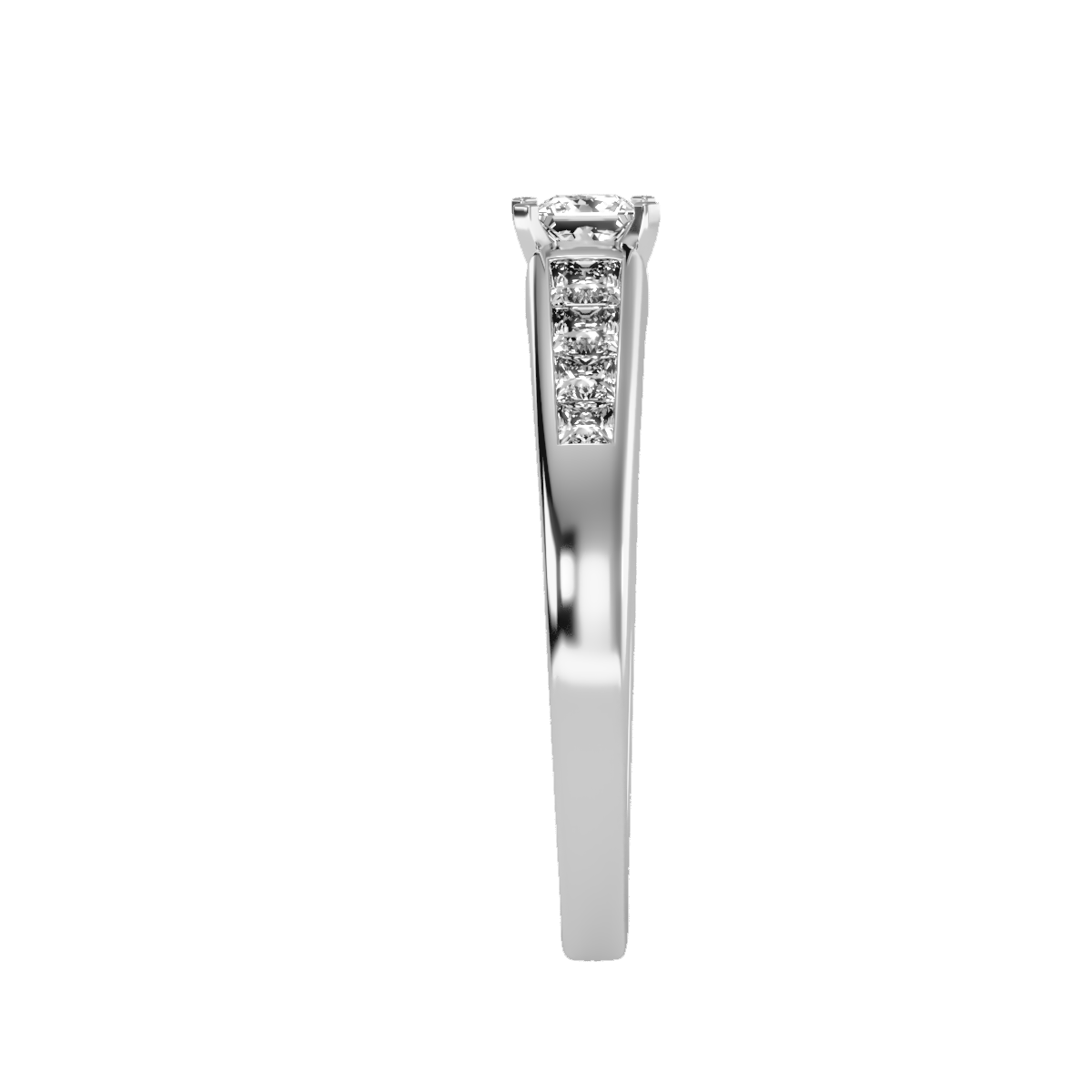 Rose Gold Solitaire Diamond Engagement Ring With Pav Band - Eight