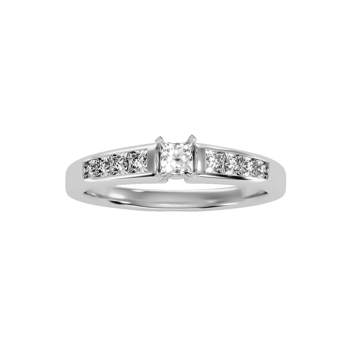 Rose Gold Solitaire Diamond Engagement Ring With Pav Band - Nine