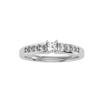 Rose Gold Solitaire Diamond Engagement Ring With Pav Band - Nine