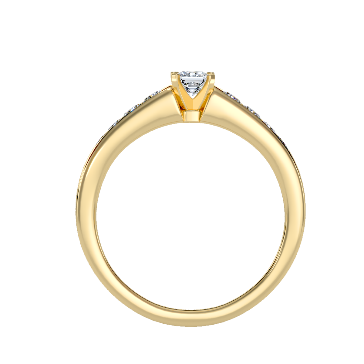 Rose Gold Solitaire Diamond Engagement Ring With Pav Band - Ten