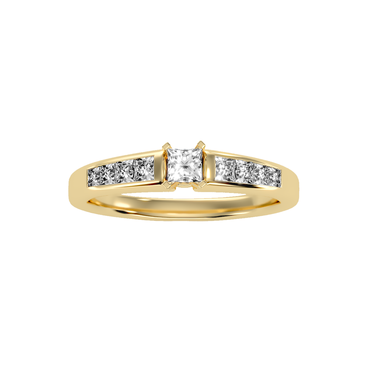 Rose Gold Solitaire Diamond Engagement Ring With Pav Band - Thirteen