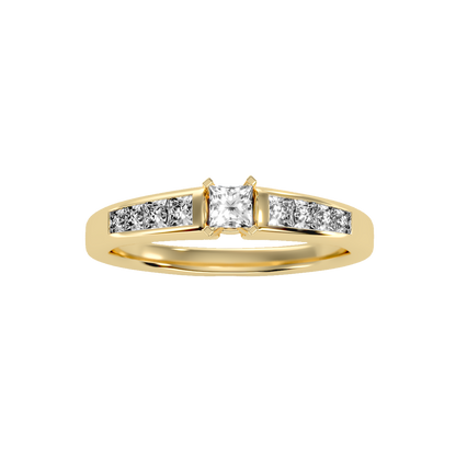 Rose Gold Solitaire Diamond Engagement Ring With Pav Band - Thirteen