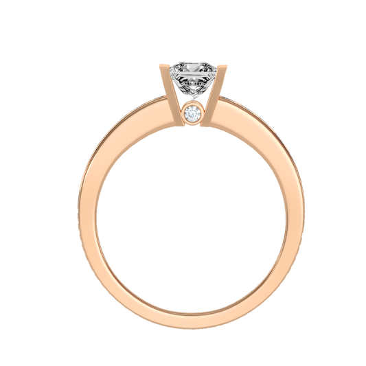 Rose Gold Solitaire Diamond Engagement Ring with Hidden Accent Stone