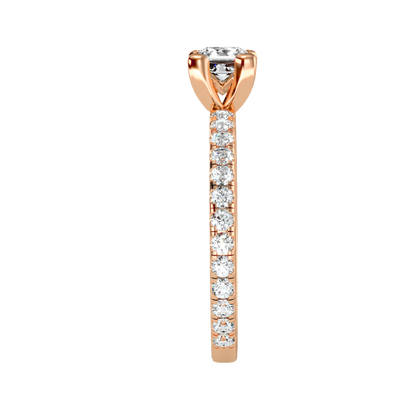 Rose Gold Diamond Solitaire Engagement Ring With Pav Band - Four