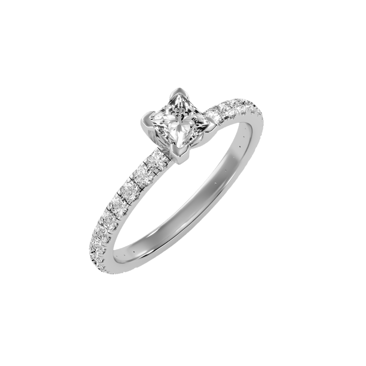 Rose Gold Diamond Solitaire Engagement Ring With Pav Band - Seven