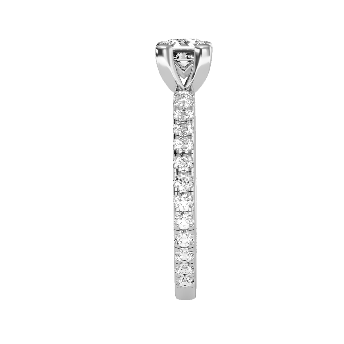 Rose Gold Diamond Solitaire Engagement Ring With Pav Band - Eight