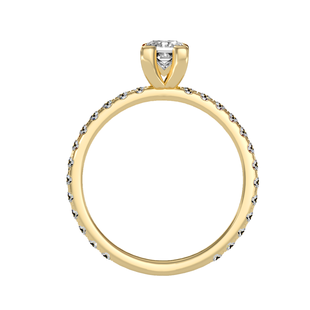 Rose Gold Diamond Solitaire Engagement Ring With Pav Band - Ten