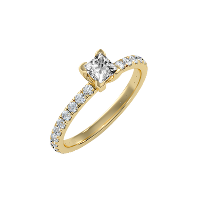 Rose Gold Diamond Solitaire Engagement Ring With Pav Band - Eleven