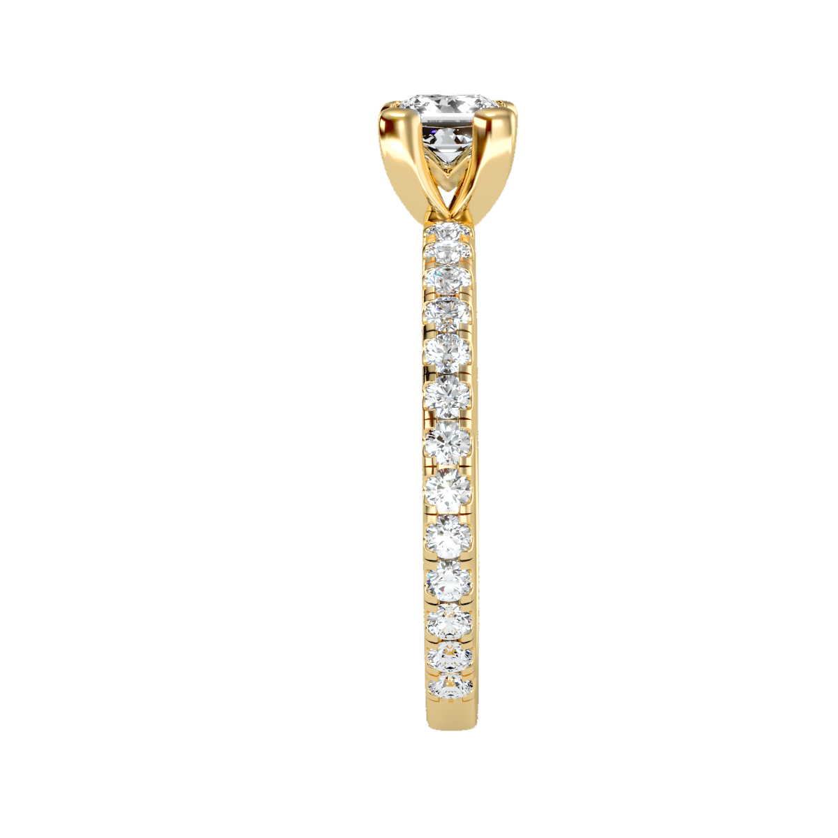 Rose Gold Diamond Solitaire Engagement Ring With Pav Band - Twelve