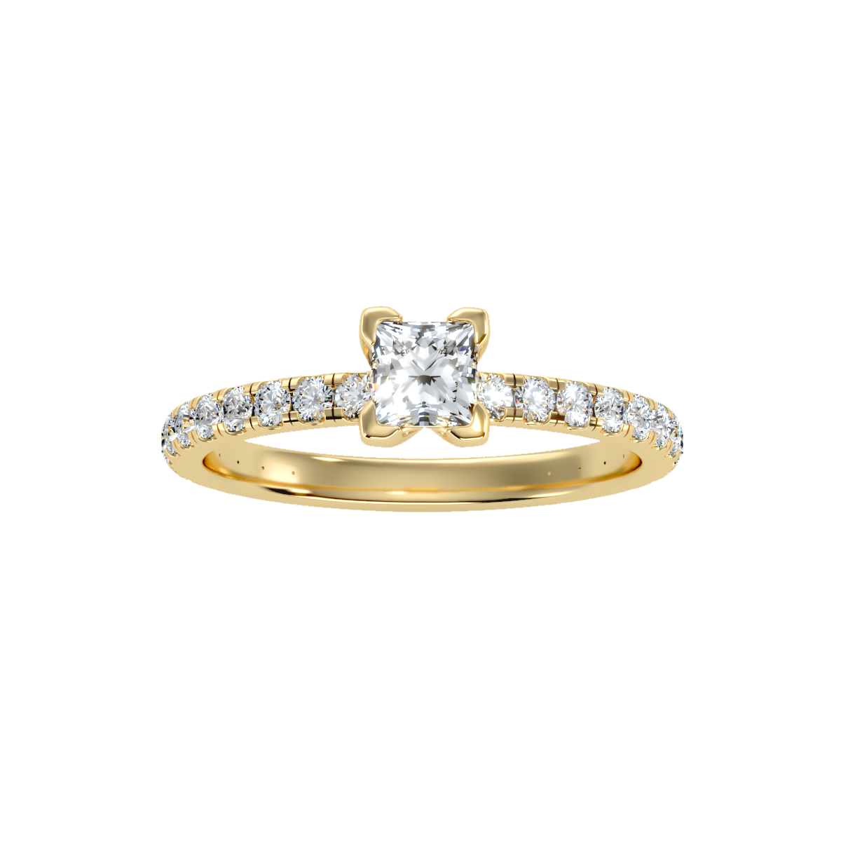Rose Gold Diamond Solitaire Engagement Ring With Pav Band - Thirteen