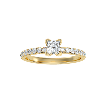 Rose Gold Diamond Solitaire Engagement Ring With Pav Band - Thirteen