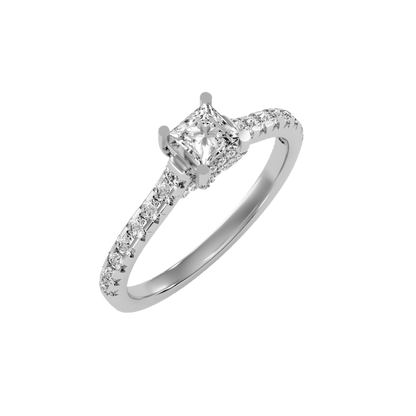 Rose Gold Emerald Cut Diamond Engagement Ring With Hidden Halo And Pav Band - Seven