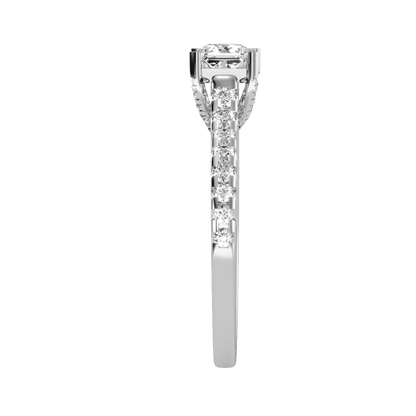 Rose Gold Emerald Cut Diamond Engagement Ring With Hidden Halo And Pav Band - Eight
