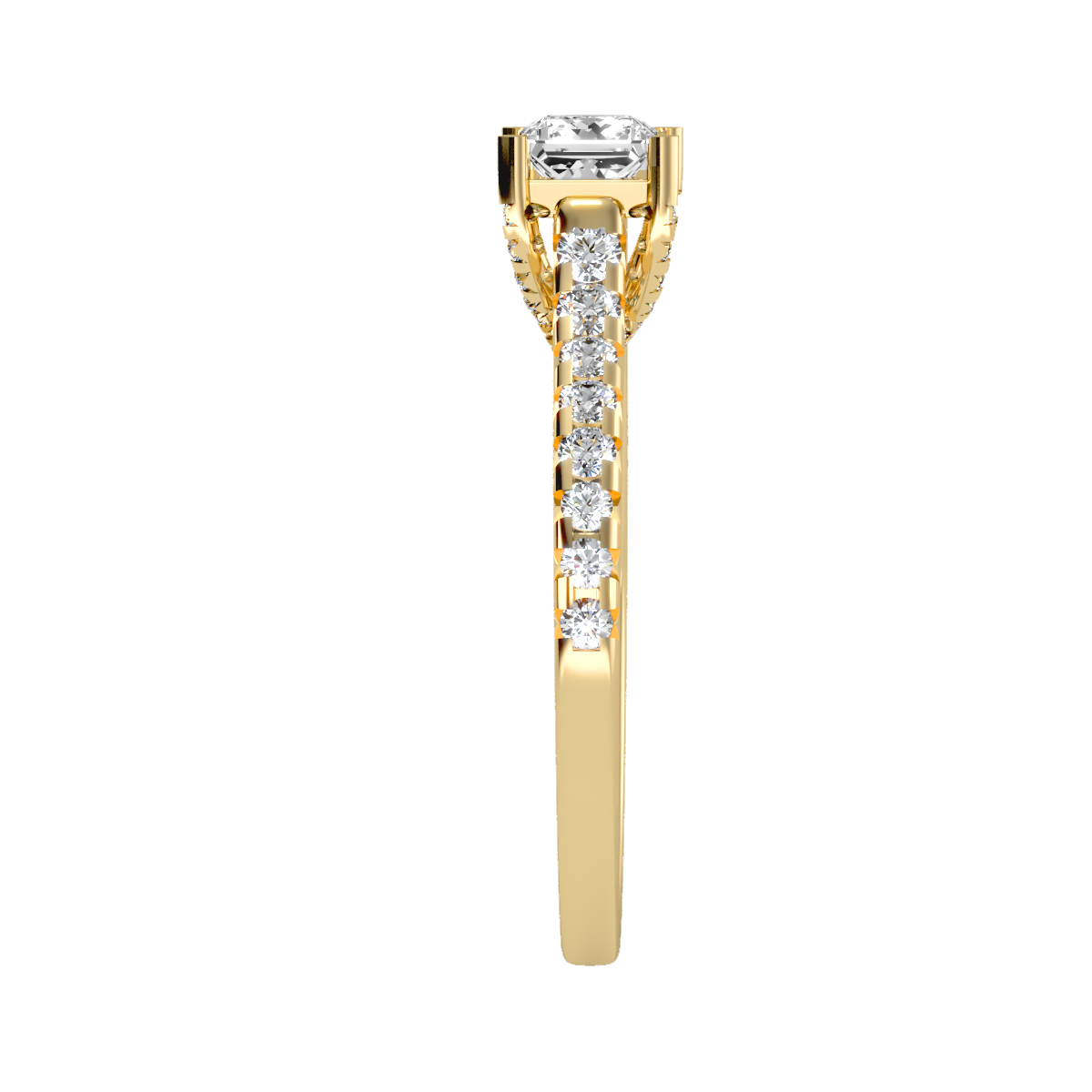 Rose Gold Emerald Cut Diamond Engagement Ring With Hidden Halo And Pav Band - Twelve