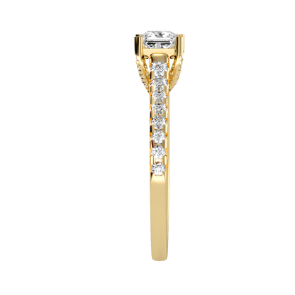 Rose Gold Emerald Cut Diamond Engagement Ring With Hidden Halo And Pav Band - Twelve