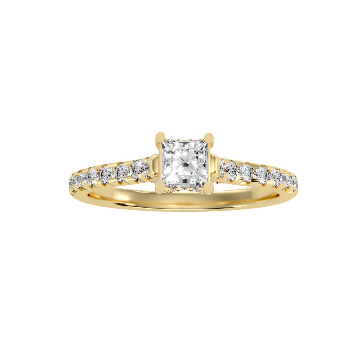 Rose Gold Emerald Cut Diamond Engagement Ring With Hidden Halo And Pav Band - Thirteen