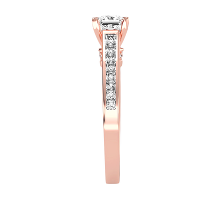 Rose Gold Princess Cut Diamond Engagement Ring With Pav Band - Four