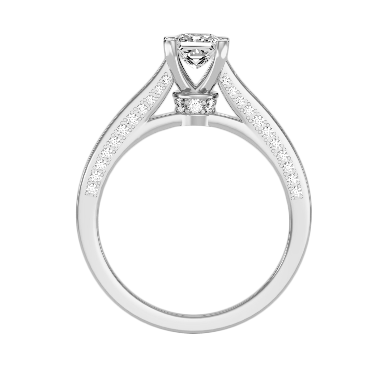 Rose Gold Princess Cut Diamond Engagement Ring With Pav Band - Six