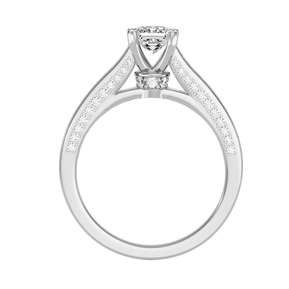 Rose Gold Princess Cut Diamond Engagement Ring With Pav Band - Six